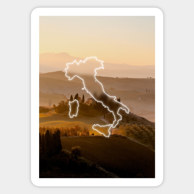 Italy Country Map | Luminous Landscapes Sticker by Visitify